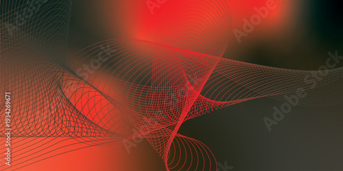 Vibrant red and green grainy backdrop featuring flowing mesh curves and luminous blurred gradient light on black, ideal for modern poster and banner design