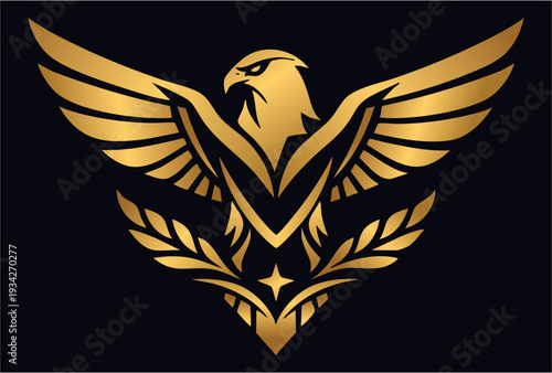 Luxury Golden Falcon Logo on Dark Background