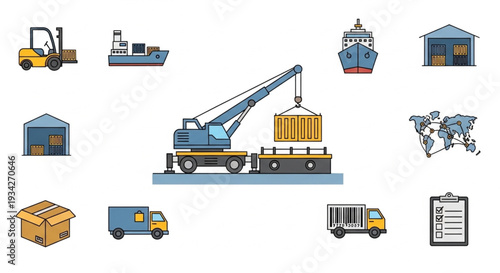 Logistics and Shipping Industry Icons Collection.