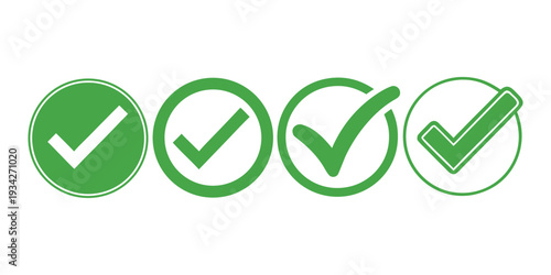 Green check mark icon isolated on white background, success symbol