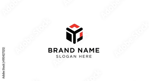 Modern 3D Cube Logo Design Template with Brand Name and Slogan Placeholder.