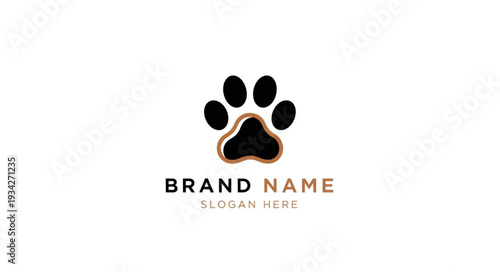 Pet Care Logo Template with Paw Print Design.