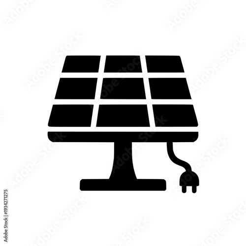 Solar panel connected to an electrical outlet symbolizing renewable energy source