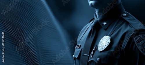 Police cop officer in uniform. Generative AI technology.
