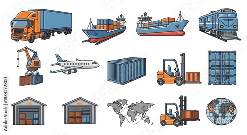 Logistics and Transportation Icons Collection.