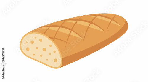 Freshly Baked Loaf of Bread Cut Open