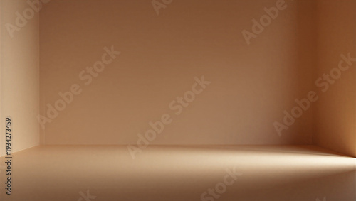Quadro su tela Empty tan room corner with soft light for minimalist interior background