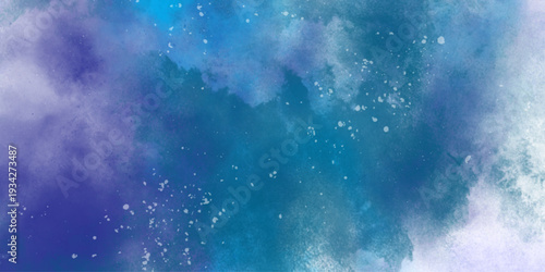 Star field in galaxy space with nebula, abstract watercolor digital art painting for texture background. vibrant blue cosmic . Softly blended abstract blue watercolor background with subtle texture. 