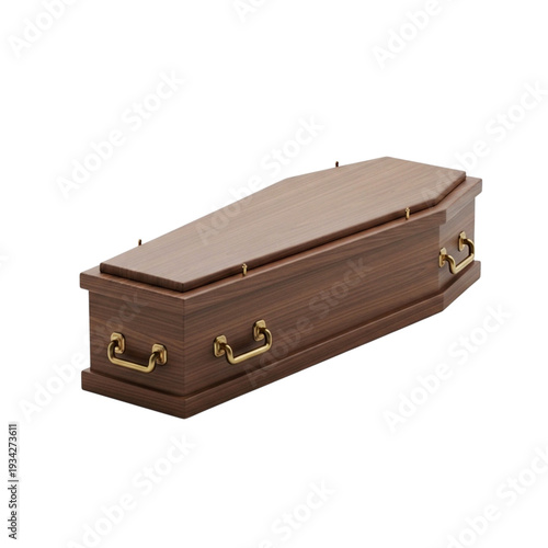 Traditional Wooden Coffin with Brass Handles