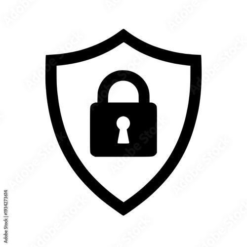 A shield icon with a lock symbol representing security and protection