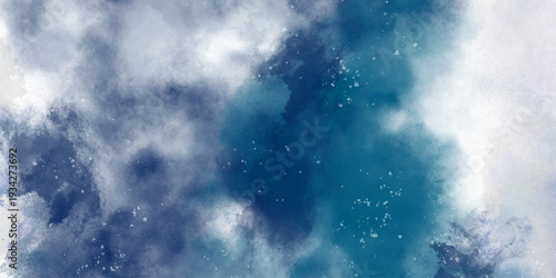 Star field in galaxy space with nebula, abstract watercolor digital art painting for texture background. vibrant blue cosmic . Softly blended abstract blue watercolor background with subtle texture. 