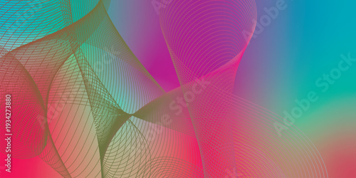 Vibrant MediumVioletRed, DeepSkyBlue, and LightPink ribbons gracefully spiraling across a dark, atmospheric backdrop filled with shimmering micro particles, futuristic digital tech environment, vector