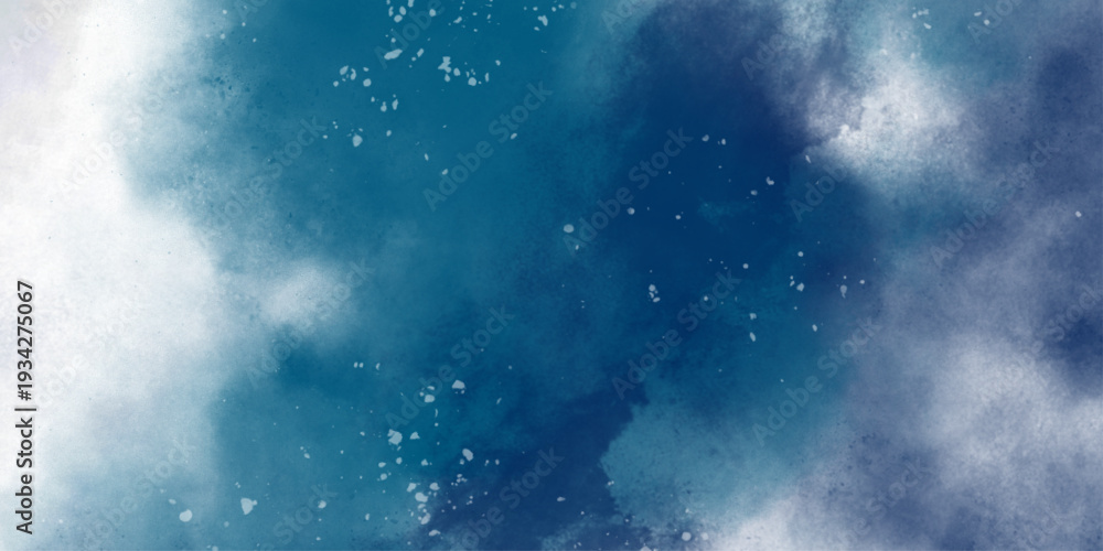 Obraz premium Star field in galaxy space with nebula, abstract watercolor digital art painting for texture background. vibrant blue cosmic . Softly blended abstract blue watercolor background with subtle texture. 