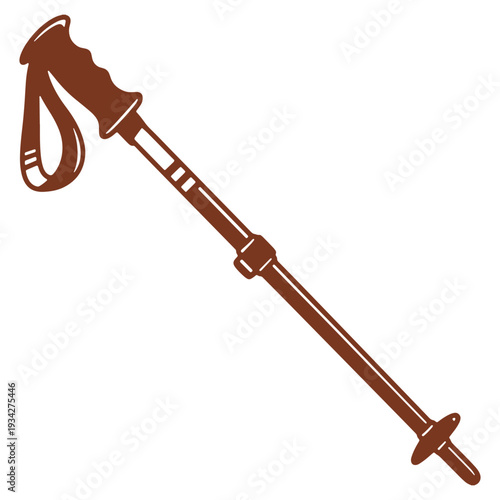 Brown hiking pole for outdoor adventure and trekking expeditions symbolizing exploration and fitness with adjustable height features and a comfortable grip