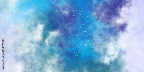 Star field in galaxy space with nebula, abstract watercolor digital art painting for texture background. vibrant blue cosmic . Softly blended abstract blue watercolor background with subtle texture. 