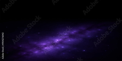 An abstract blue space background features a glowing nebula and bright stars across a dark cosmic galaxy universe illustration