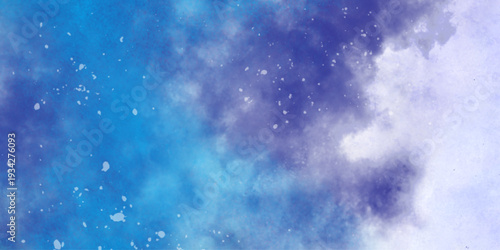 Star field in galaxy space with nebula, abstract watercolor digital art painting for texture background. vibrant blue cosmic . Softly blended abstract blue watercolor background with subtle texture. 