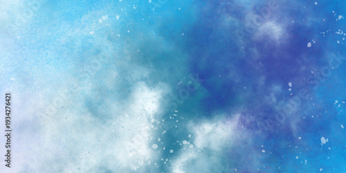 Star field in galaxy space with nebula, abstract watercolor digital art painting for texture background. vibrant blue cosmic . Softly blended abstract blue watercolor background with subtle texture. 