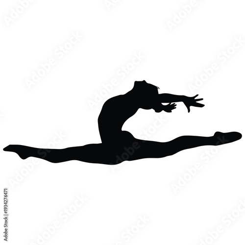 Dancer in dynamic leap against white background