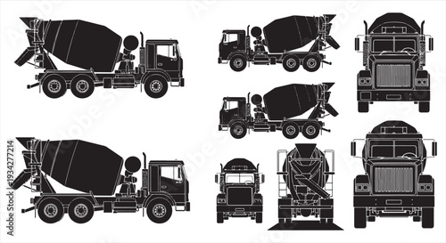 Cement Mixer Truck Blueprint – Concrete Construction Vehicle CAD Technical Drawing