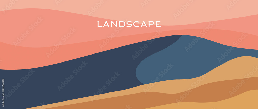 Obraz premium Nature and recreation concept. Background with mountains and hills. Minimalist style of landscape design. Suitable for backgrounds, screensavers and invitation designs.