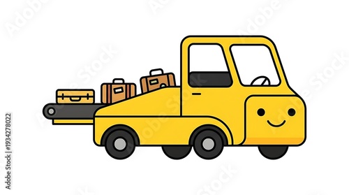 Wallpaper Mural Yellow Delivery Truck with Smiling Face Cartoon. Torontodigital.ca