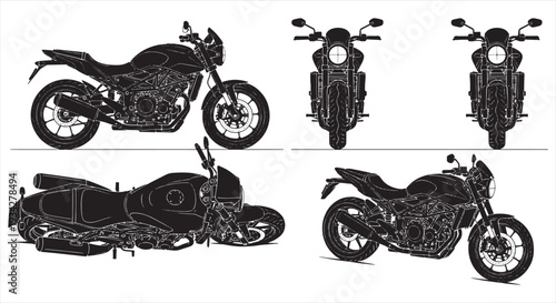 Motorcycle Blueprint – Classic and Vintage Bike CAD Technical Drawing