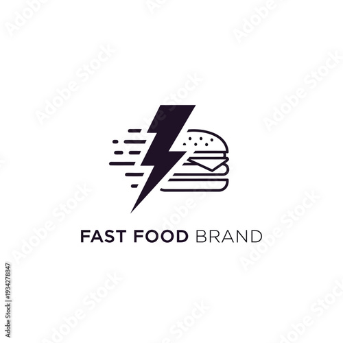Lightning burger fast food brand icon isolated on transparent background. speed concept