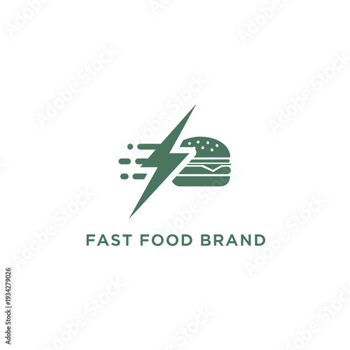 Lightning burger fast food brand icon isolated on transparent background. speed concept