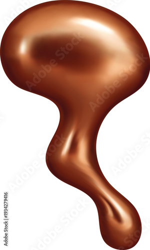 Copper metal drop, abstract shine shape of liquid blob. Realistic 3d vector smooth bronze futuristic structure with fluid texture. Molten soft metaball figure, flux bubble splash, metallic alloy form