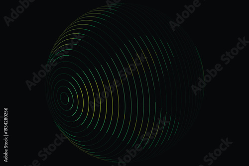 Futuristic Abstract Sphere of Glowing Green and Yellow Lines