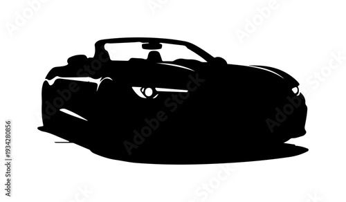 Vector silhouette of a black convertible sports car