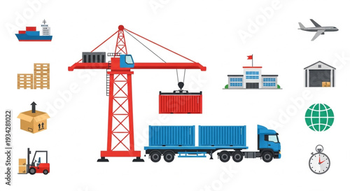 Logistics and Transportation Icons Set.