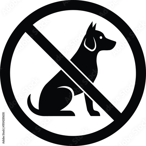 No dogs allowed sign with sitting dog silhouette