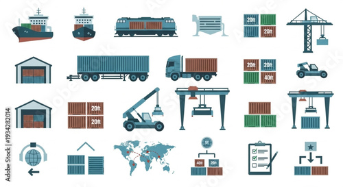 Logistics and Transportation Icons Set.
