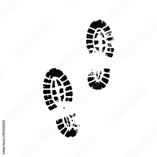 Black and white illustration of vintage hand drawn boot prints footprint pattern clean vector art,