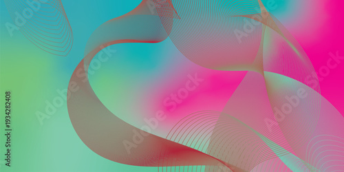 Abstract flowing wave background with smooth green and red gradient blend, soft mesh curves, vibrant modern design, dynamic layered lines, elegant fluid shapes, high resolution digital backdrop 