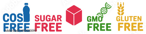 gluten lactose sugar gmo free icons