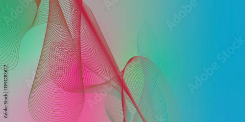 Abstract flowing wave background with smooth green and red gradient blend, soft mesh curves, vibrant modern design, dynamic layered lines, elegant fluid shapes, high resolution digital backdrop 