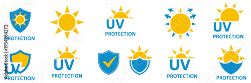 uv protection sunscreen icon set