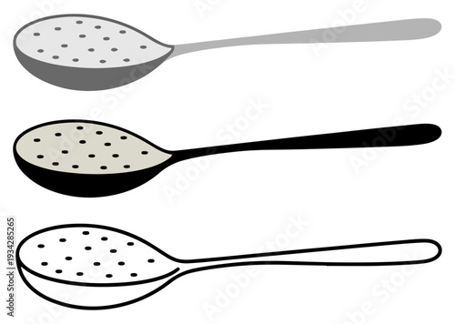 sugar salt spoon ingredient icon set