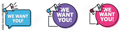 we want you megaphone banner icon