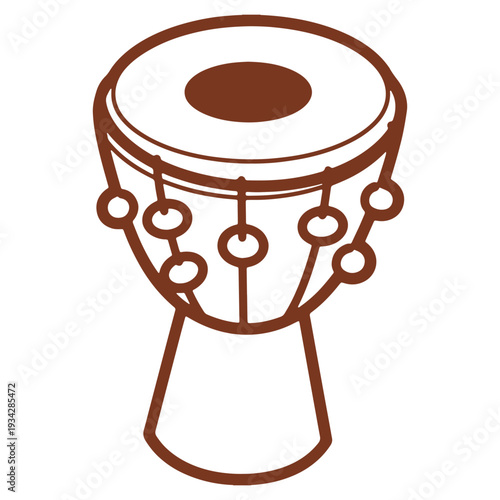 Illustration of a djembe drum instrument with a decorative design isolated on a white background vector for music lovers and cultural events