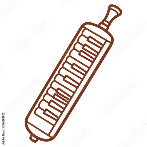 Illustration of a melodica wind instrument with keyboard for musical expression and educational resources in vector format