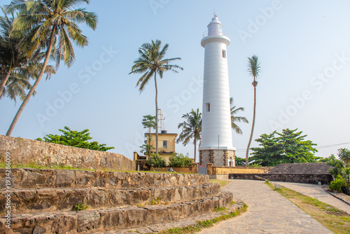 Slika na platnu Morning Light Shining on the Lighthouse at Galle Fort Lighthouse, Sri Lanka