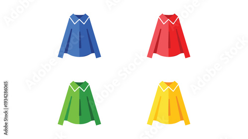 Colorful collection of four stylish v-neck tunic tops displayed side by side