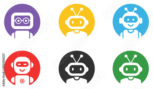 chat bot support service icon set