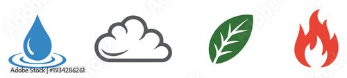 four elements nature icon set