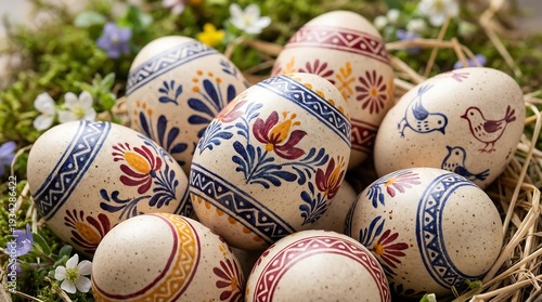 Wallpaper Mural Close-up of decorated Easter eggs with intricate hand-painted patterns Torontodigital.ca
