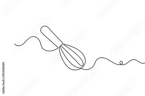 Balloon whisk kitchenware continuous line drawing minimalist vector illustration